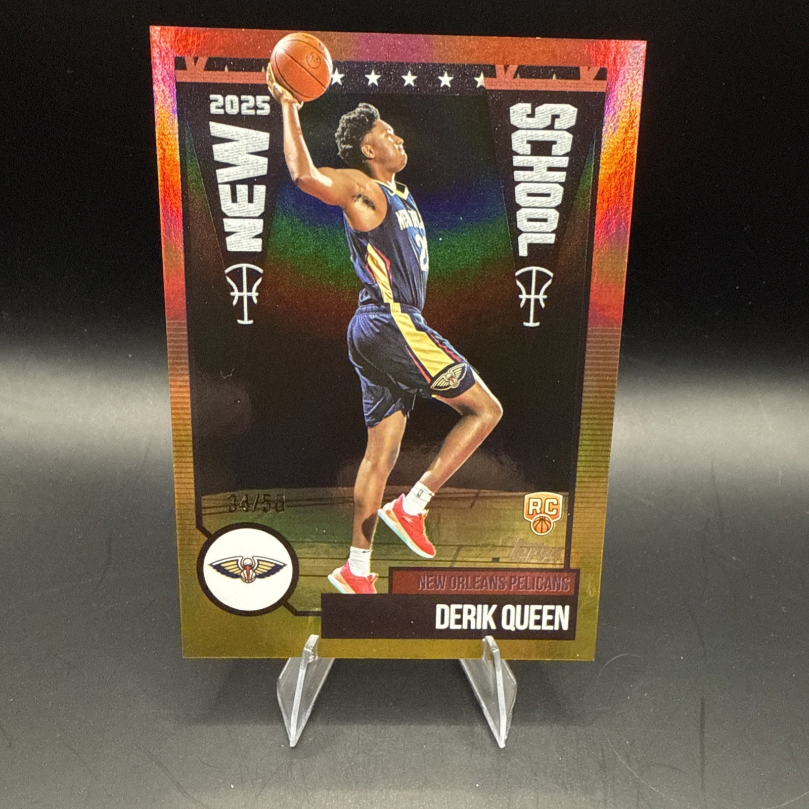 Derik Queen Gold /50 Rookie RC 2025-2026 Topps Basketball NBA New School Insert