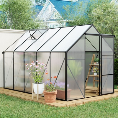 #ad 6#x27;x10#x27; Outdoor Heavy Duty Walk in Greenhouse Aluminum for Garden Backyard Black $359.99