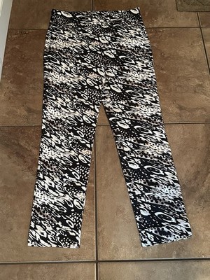 Peck & Peck Black & Brown Multi Animal Print Dress Pants 28  Inseam Size 10