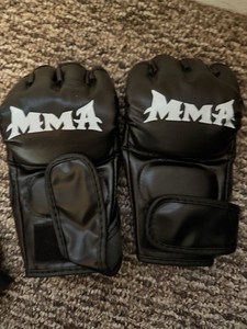 MMA Training Gloves Open Finger Grappling UFC Style Black Adult Sparring