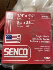 SENCO L14BRB Staples 18Ga 1/4" x 1-1/8 in PK5000 Basic Bright Finish Staples