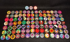Vintage 90s Pogs Skulls, 8 Ball, Ying-Yang Milk Caps Lot of 98- 3 Slammers