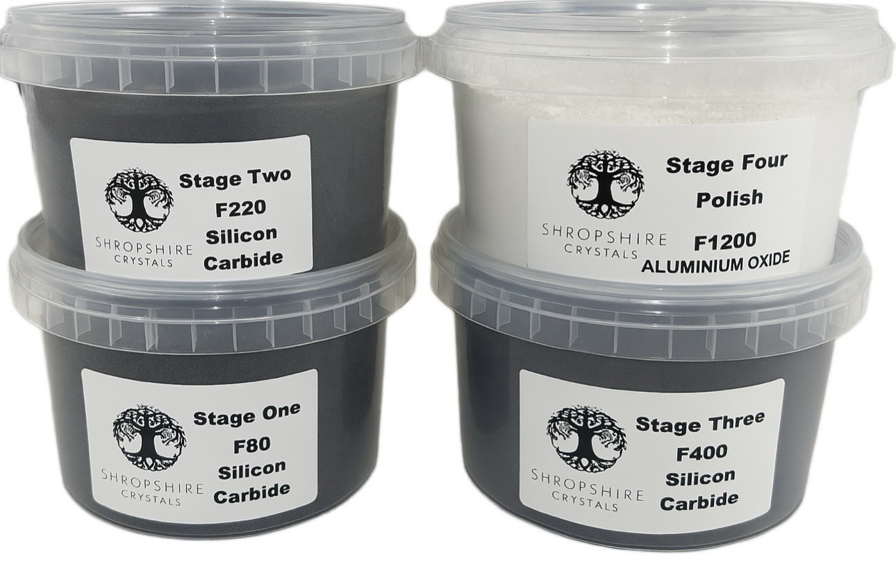 Rock Tumbler 4 Stage 700g Grit Kit. Silicon Carbide Aluminium Oxide Polish Loc1
