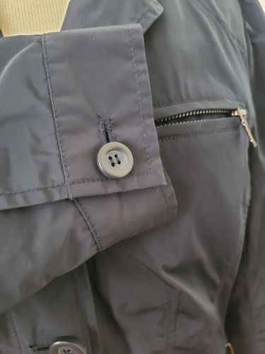 CHICO'S Rain JACKET Size 0 Navy Button Down Pockets - Picture 6 of 11