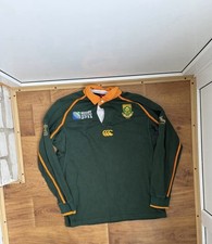 SOUTH AFRICA RUGBY UNION SHIRT JERSEY LONG SLEEVE CANTERBURY sz 2XL MEN GREEN