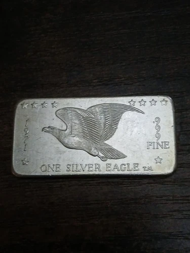 1971 One Silver Eagle W H Foster Co. 1oz .999 Fine Silver Vintage Art Bar Last 1