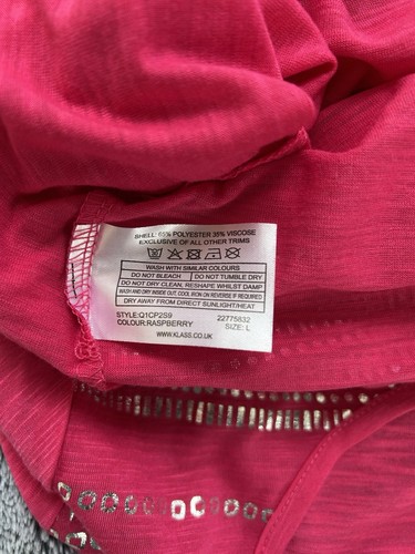 Women’s Anna Rose Shimmer Print Jersey Top Size L Raspberry Pink NWT - Picture 6 of 6