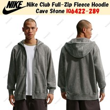 Nike Club Full-Zip Fleece Hoodie Cave Stone IQ6422-289 US Size