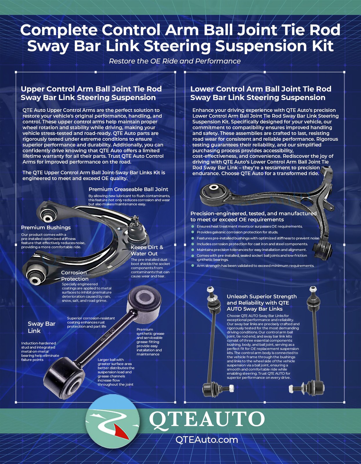 2P Front L-R Lower Forward Control Arm Ball Joint To 2010-2018 Rolls-Royce Ghost