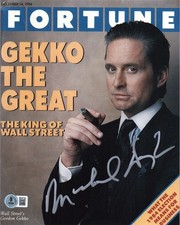 Michael Douglas Signed Auto Wall Street Fortune Replica Magazine Prop Photo BAS