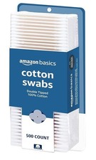Amazon Basics Double-Tipped Cotton Swabs Baby Safe Personal Hygiene 500 Ct