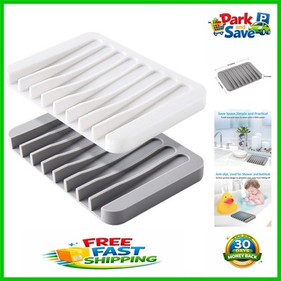 Compact Self-Draining Soap Dish - Non-Slip Silicone Holder for Showers & More