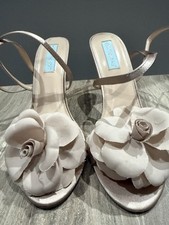 Betsy Johnson Women’s High Heels Stiletto Shoes. Ankle Strap. Open Toe/Flower. 6