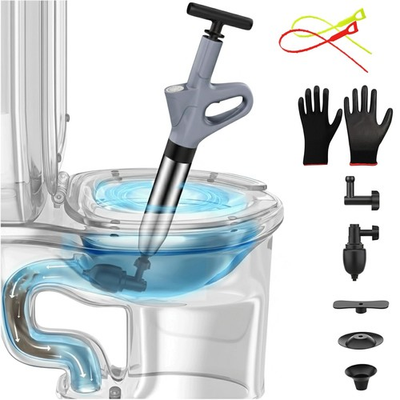 #ad Toilet Plunger High Pressure Toilet Plunger with Gloves amp; 2 Hair SnakeToile... $40.84