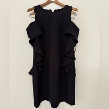 Vince Camuto NWT little black dress with ruffles in size 8