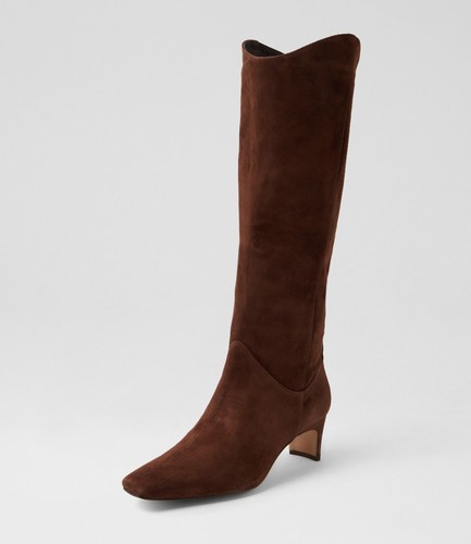 New Mollini Didget Rich Brown Suede Knee High Boots Womens Shoes Casual - Picture 2 of 5