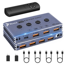 REAGLE 4x USB 3.2 KVM-Switch 4x4 mit Fernbedi...
