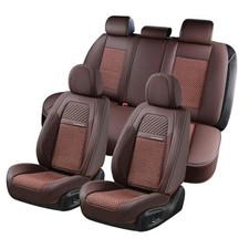 Car Seat Covers Full Set, 5 Seats Car Seat Protector, Leather FullSet Brown