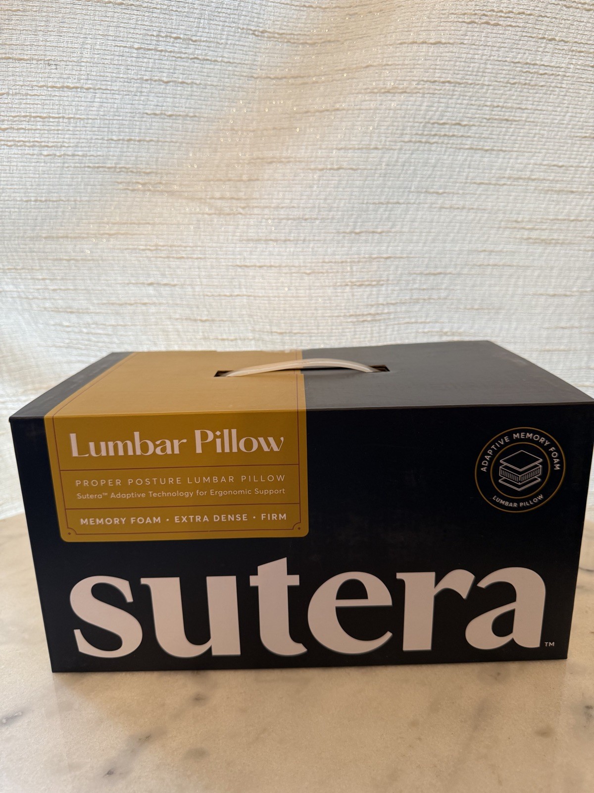 SUTERA Proper Posture Lumbar Support Pillow. memory foam- extra dense- firm. new