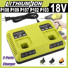 Charger For RYOBI P108 18V One Plus High Capacity 18-Volt Lithium-Ion Battery