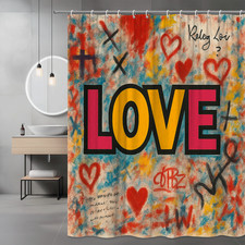 Colorful Love Shower Curtain, Fun Wall Decor for Bathroom