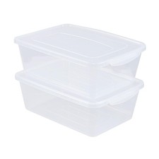 Inhouse 16 Quart Clear Latching Storage Bin Set of 2, Shoe Organizing Box