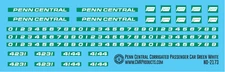 N Scale - Penn Central Corrigated Passenger Car Green White Decals