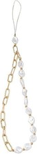 Chic Pearl Beaded Mobile Phone Lanyard with Metal Charms - Lightweight Design