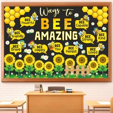 60 PCS Bee Theme Classroom Decorations Hive Sunflower Cutouts Bulletin
