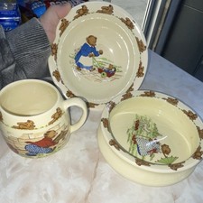 Vintage Teddy Bear Children  s Dish Set Bowl Plate Mug Baby Kids Dinnerware Set