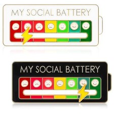 Funny Social Battery Slider Pin   7-Mood Expression Badge, Cute Interactive Pin
