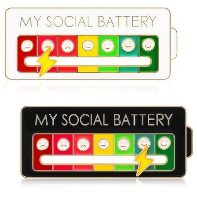 Funny Social Battery Slider Pin   7-Mood Expression Badge, Cute Interactive Pin