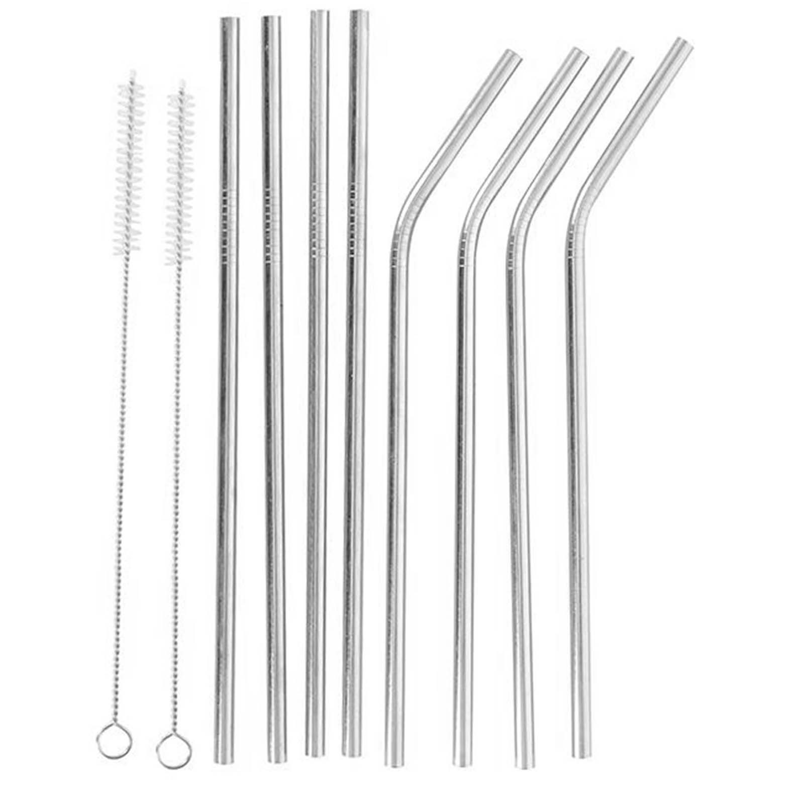 Pailles en métal pour dire adieu au plastique - Lot de 10 pailles saines avec goupillons