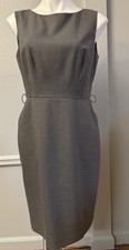 Talbots Gray Sleeveless Boat Neck Zip Sheath Dress Knee Length Size 10