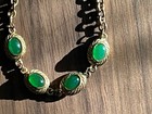 Vintage Gold tone Faux Jade Green Glass Necklace Bracelet Set — photo 5