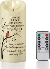 Memorial Flameless LED Candle with Remote Sympathy Gift for Loss of Loved One Ba