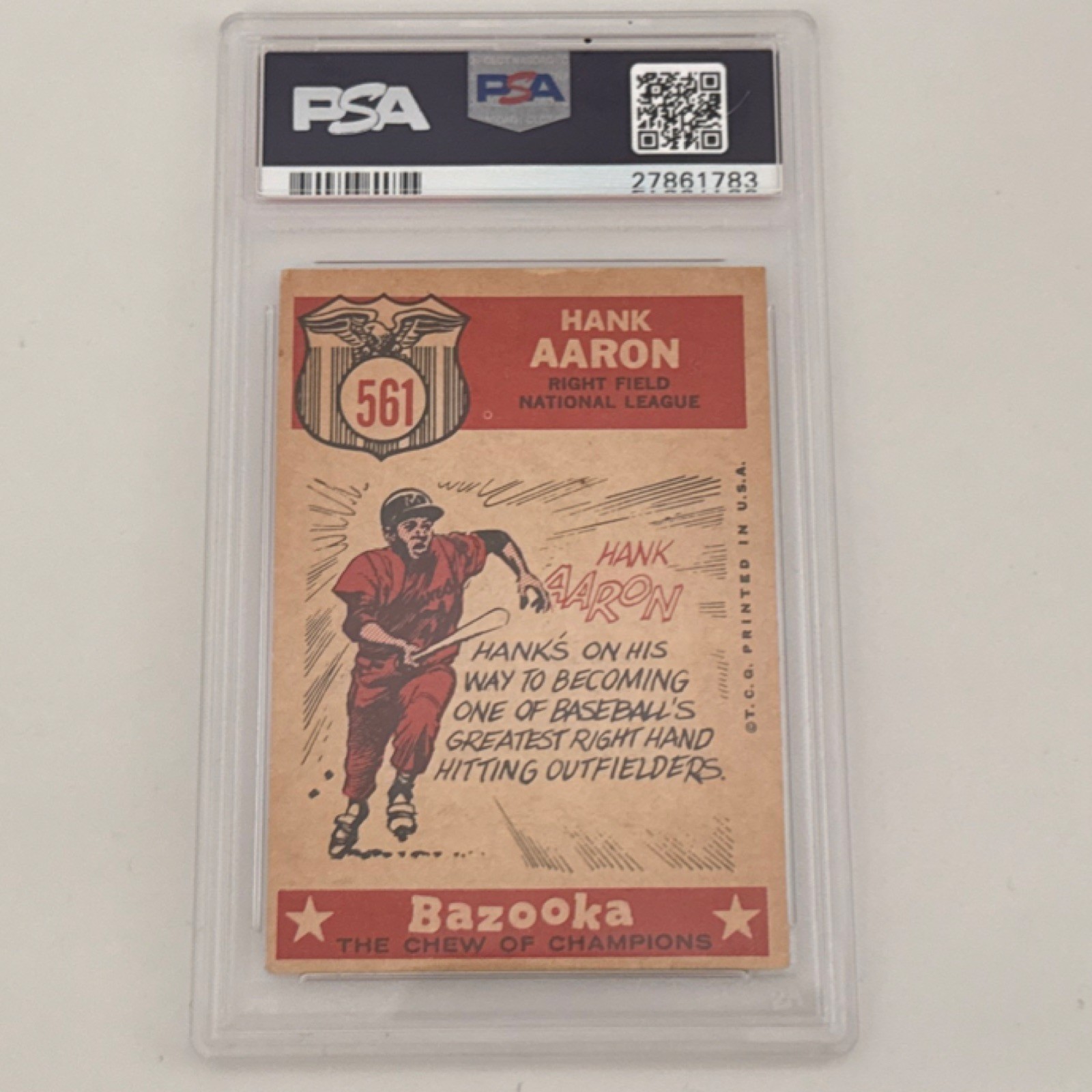 Topps 1959 Hank Aaron All Star #561 Milwaukee Braves PSA 3 Base Set Card view 2