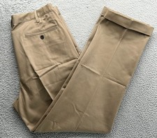  70 New Lands' End Men's Trad Fit No Iron CW PLT Chino Pants Brown 35x31