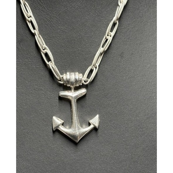 Espo Sig 925 Sterling Silver Large Anchor Pendant Necklace Joseph