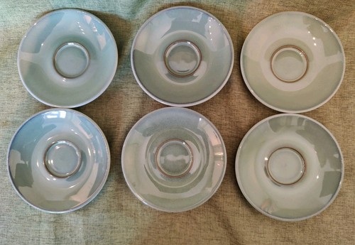 Rare Vintage Denby Stoneware Regency Green Demitasse Coffee Cups and Saucers x 6 - Picture 3 of 8