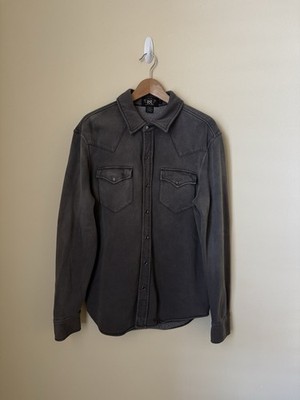 RRL Double RL Ralph Lauren Fleece Western Snap Button Up Shirt