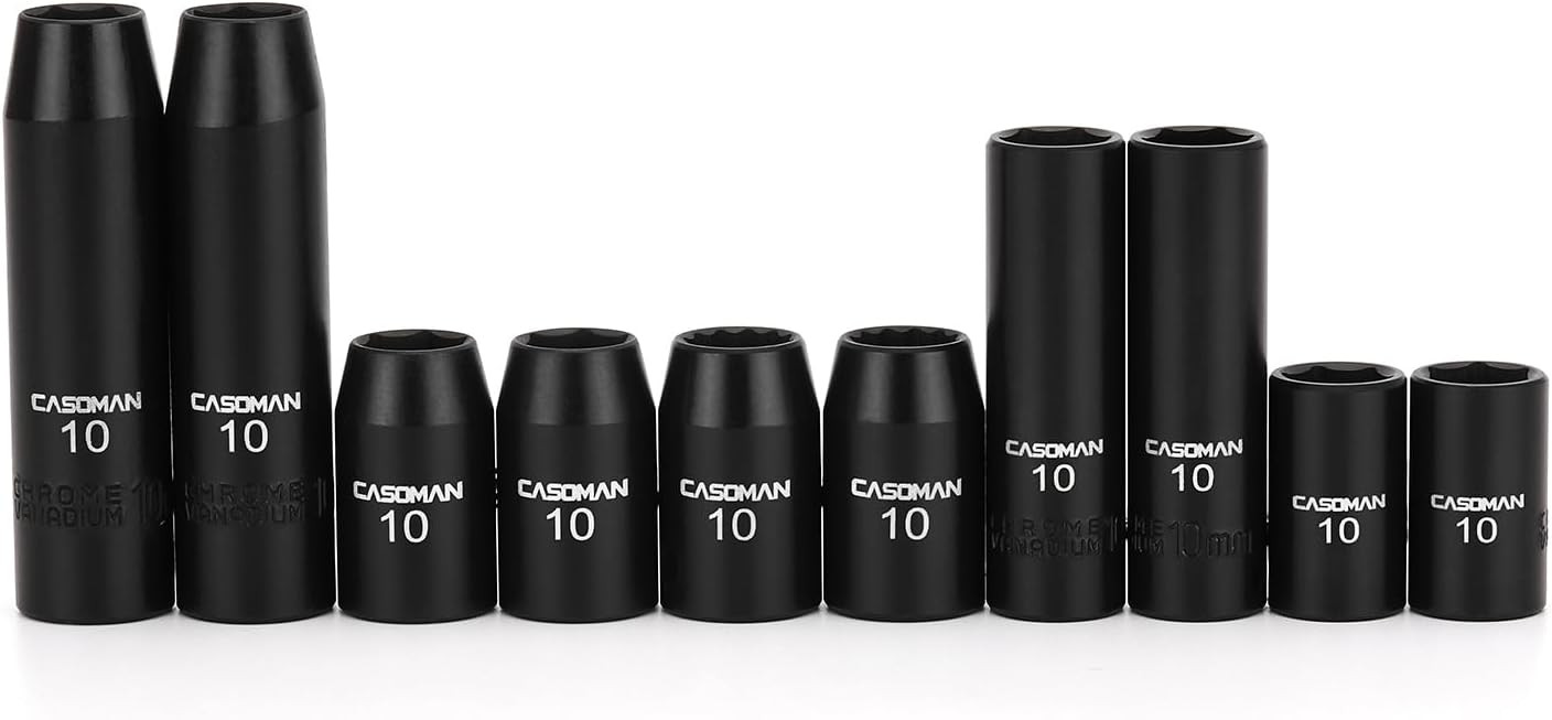 CASOMAN 10Piece Impact Socket Set-10mm, 1/4