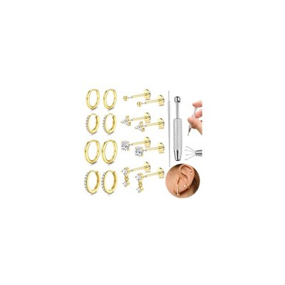 18 Stück Helix Piercing Chirurgenstahl Nasenpiercing Stecker 16G/20G Knorpel ...