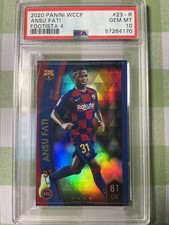 2020 Panini WCCF FOOTISTA ANSU FATI Barcelona Refractor Rookie Card PSA10 MINT. rookie card picture