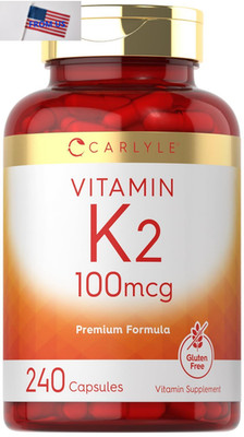 Carlyle Vitamin K2 Supplement 100 mcg | MK-4 240 Count (Pack of 1), Beige