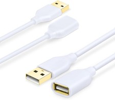 USB Extension Cable White, 2-Pack 2.0 6ft/2m Type A Male 6FT, White