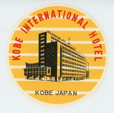 Kobe International Hotel Japan Vintage Luggage Label