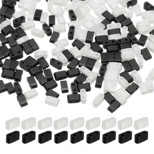 2 Hole Glass Seed Beads, 80 Pcs 5mm Mini Rectangle Glass Seed Bead, White Black