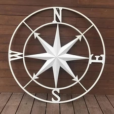 Nautical Compass Wall Decor,Coastal Nautical Beach Decor, Porch Patio Wall Ha...