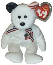 Ty Beanie Baby - AMERICA the Bear White Version - Internet Exclusive NEW MWMTs